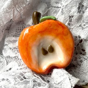 Handmade Clay Worry stone in the shape of an apple