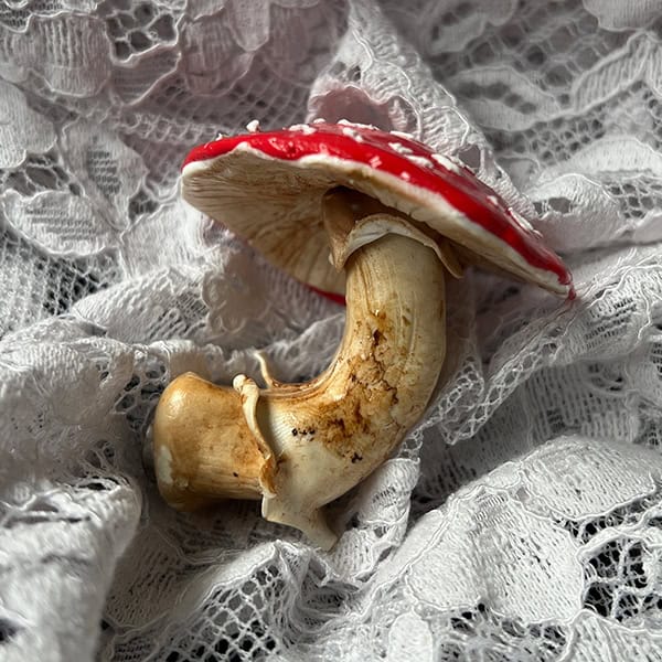 Handmade gifts from clay in the shape of a mushroom