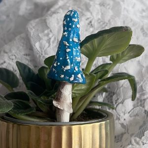 Plant Pot Decoration - Medium Blue Mushroom