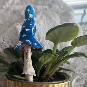 Plant Pot Decoration - Large Blue Mushroom