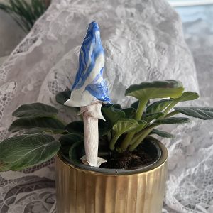 Plant Pot Decoration - Large Blue Mushroom